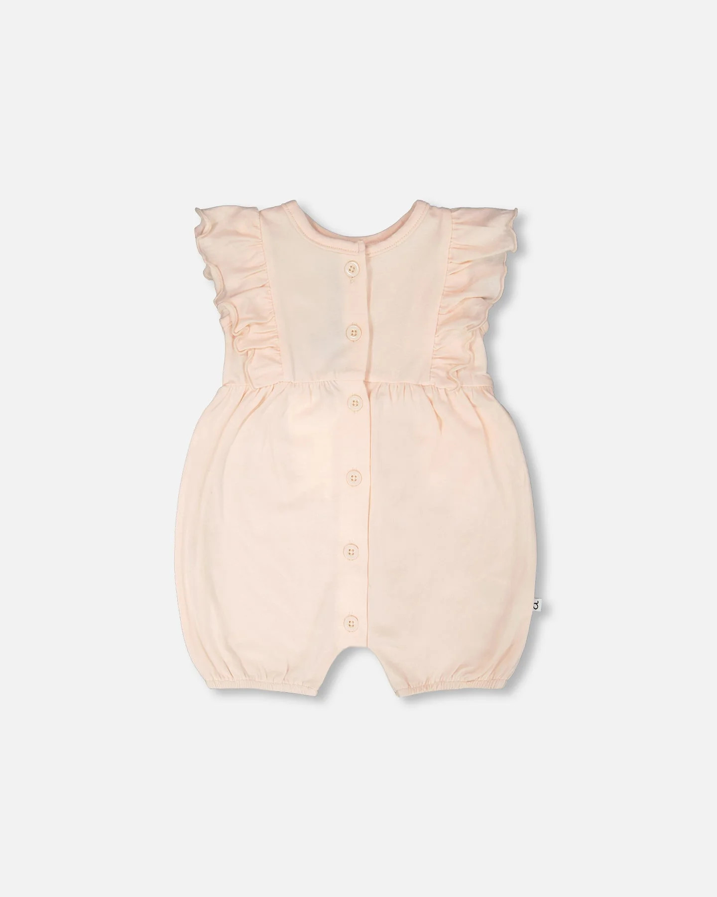 Organic Cotton Jersey Romper with Frills Peach | Shop Simon