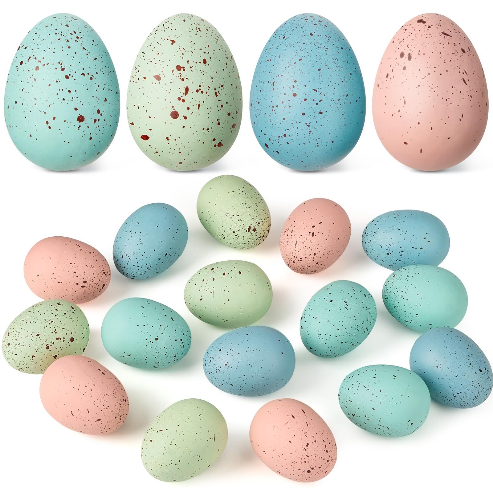 16 Pcs Easter Speckled Eggs, 2.4 Inch Colorful Plastic Faux Speckled Eggs for Vase Bowls Fillers ... | Amazon (US)