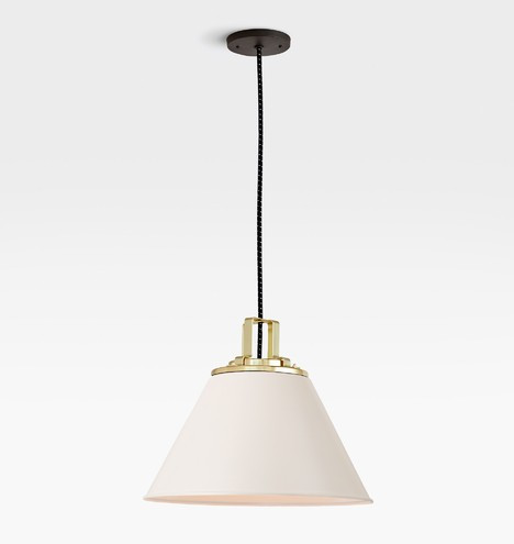 Butte 18"" Cone Aged Brass Pendant | Rejuvenation