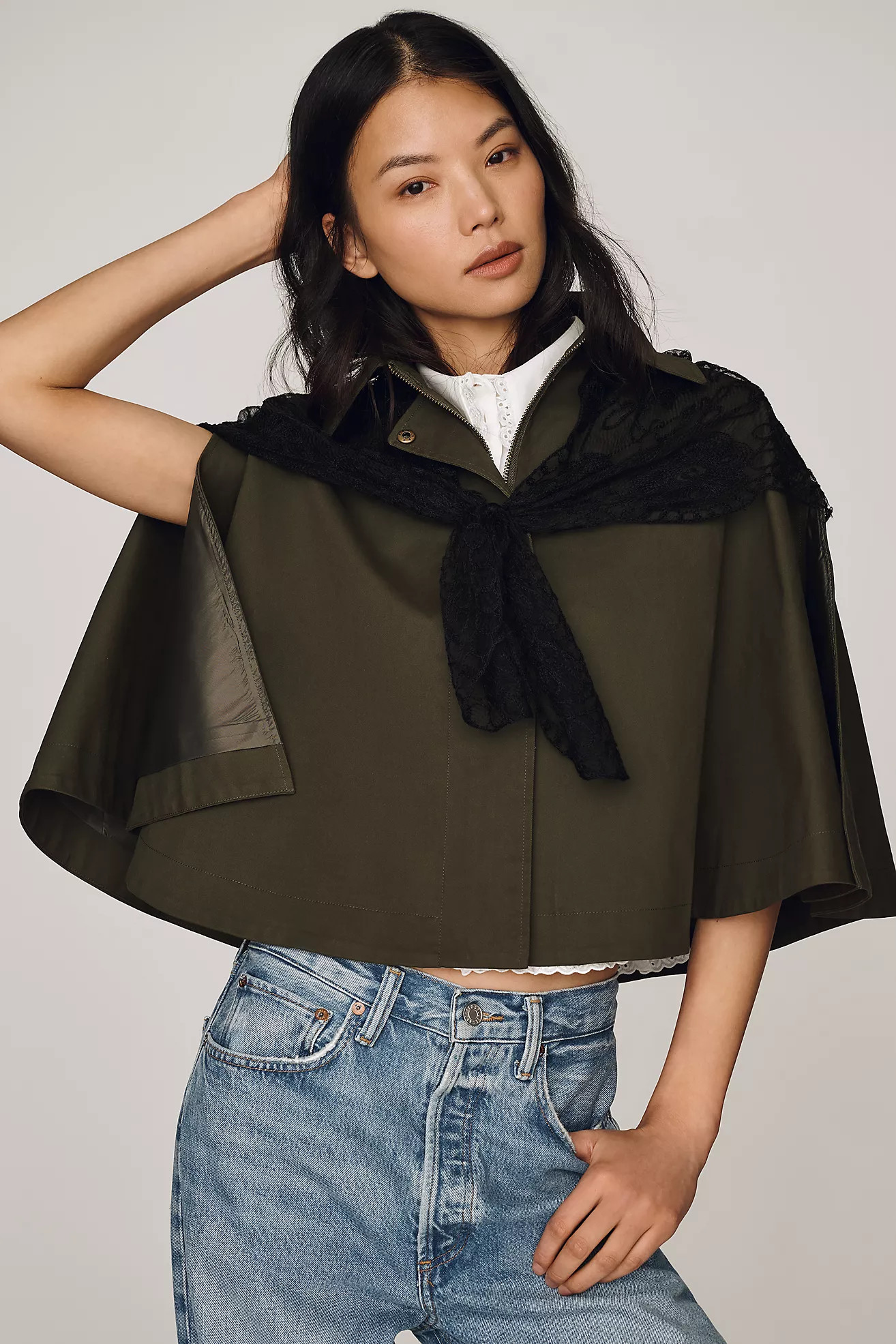By Anthropologie Lace Scarf Poncho Trench Coat | Anthropologie (US)