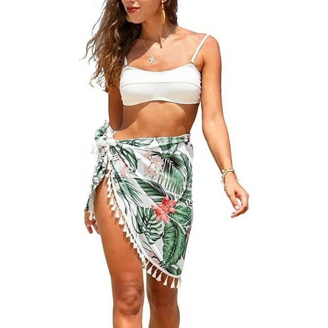 Cupshe Women's Sarongs Polyester Wrap Skirt Tropical Print Tassel Tie Side Beach Cover up - Walma... | Walmart (US)