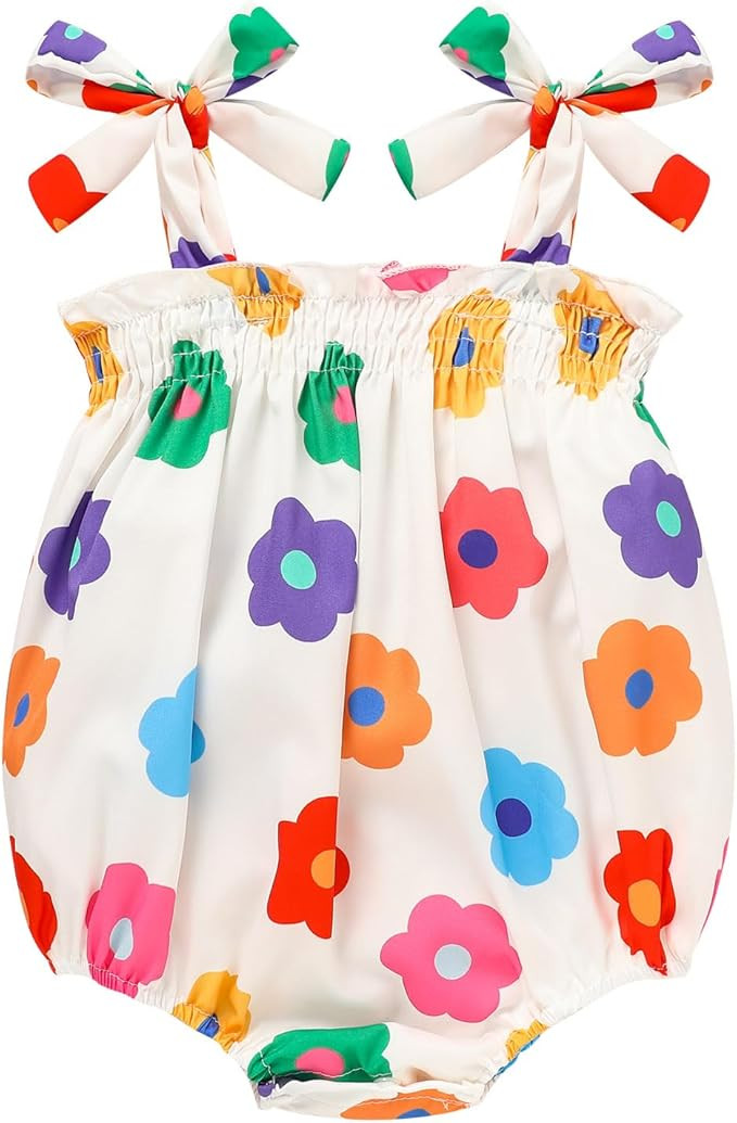 Baby Girl Summer Clothes Newborn Girl Outfits Cute Strap Baby Girl Romper Jumpsuit Infant Floral ... | Amazon (US)