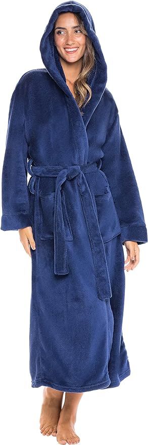 Alexander Del Rossa Bath Robes for Women, Long Hooded Plush Female Bathrobe, Regular and Plus Siz... | Amazon (US)
