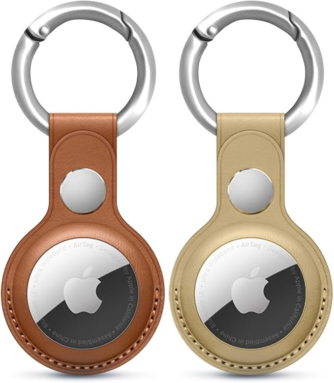 New Apple Airtag Leather Keychain for Apple Airtags | Air Tags-2 Pack Cases in Multi Colors, Dura... | Amazon (US)
