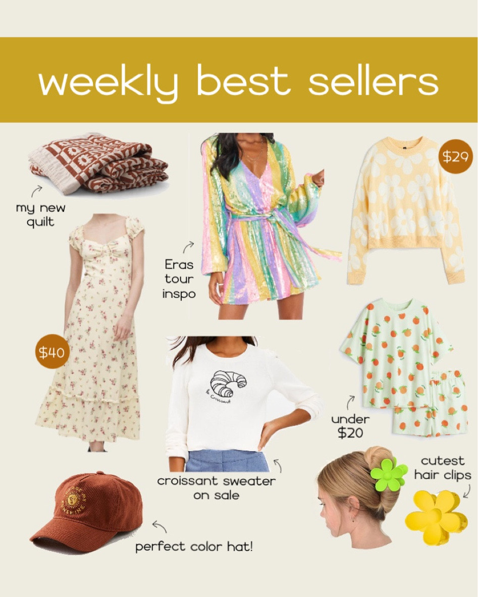 Best sellers this week! 

Quilt, bedding, home, eras tour, rainbow dress, affordable sweater, h&m, showmeyourmumu, loft, croissant sweater, hair clips, Amazon finds, baseball hat, dad hat, maxi dress, under 50, under 100

#LTKsalealert #LTKunder100 #LTKunder50