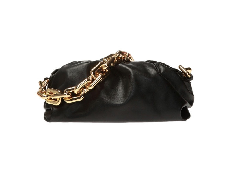 Bottega Veneta The Chain Pouch Black Calfskin Leather Shoulder Bag | JTV Jewelry