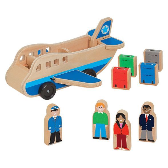 Melissa & Doug Wooden Airplane Play Set With 4 Play Figures and 4 Suitcases | Target