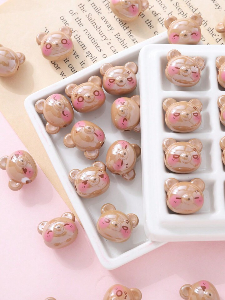 Acrylic Bear Head Expression Beads, Multi-Color Delicate And Adorable Beads Suitable For Holidays... | SHEIN