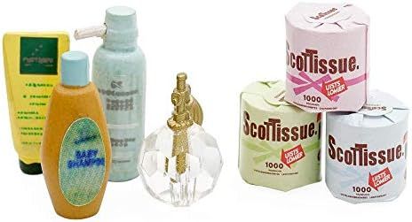 Odoria 1:12 Miniature Toilet Paper Rolls Shampoo Perfume Bottle Dollhouse Bathroom Furniture Accesso | Amazon (US)