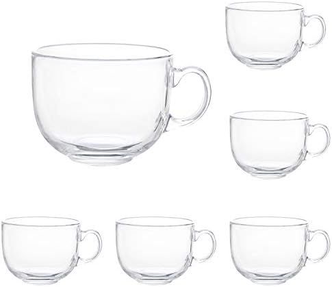 Amazon.com: 16oz Glass Jumbo Mugs With Handle For Coffee, Tea, Soup,Clear Drinking Cup,Set of 6 :... | Amazon (US)