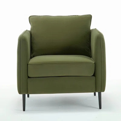 Accent Chair For Living Room, Velvet Comfy Single Sofa Chair Mid-Century Modern Armchair With 1 Pillow And Metal Legs For Bedroom Office Reading | Wayfair North America