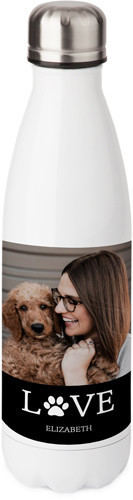 Stainless Steel Photo Water Bottles: Fur Baby Love 17oz Black Shutterfly | Shutterfly