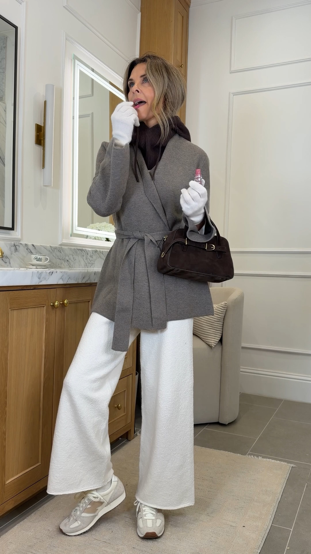 I’m 5’6’’.
-Soft Turtleneck with stretch size S
-Splendid sweaterpant I’ve been wearing on repeat. Size XS, also can style with boots! (On Sale now) 
-Zara Wrap cozy cardigan size S
-sneakers TTS

#LTKOver40 #LTKSeasonal #LTKootd