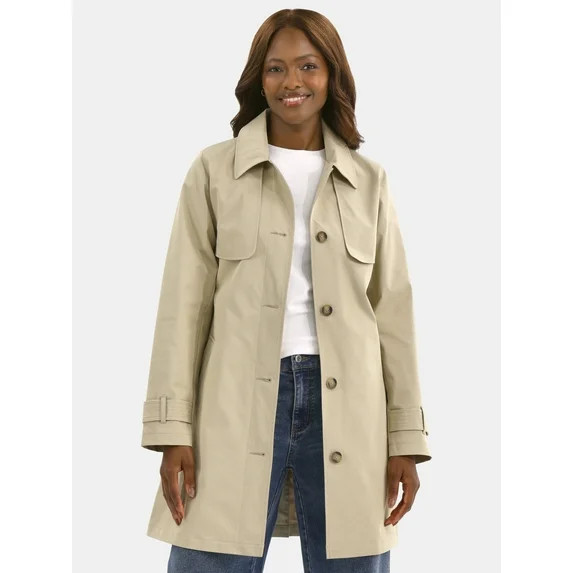 Time and Tru Women's Belted Trench Coat, Midweight, Sizes XS-2X | Walmart (US)