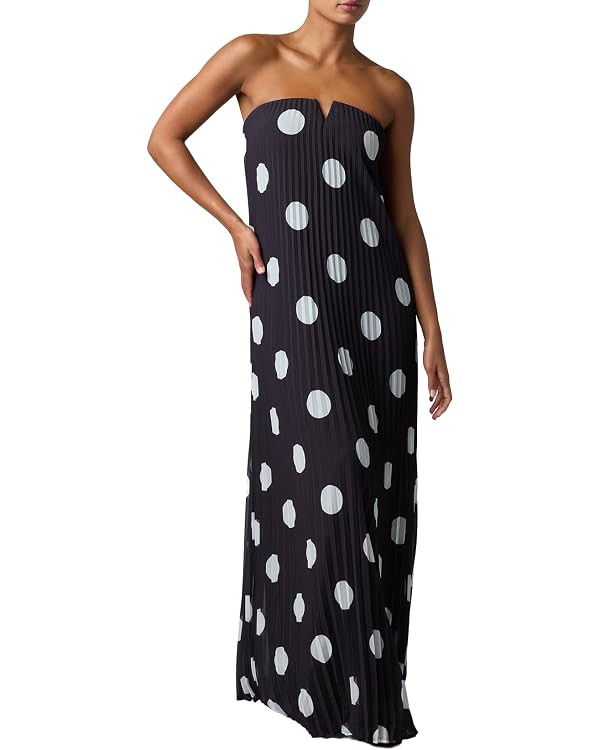 Lulus Dream Pleated Polka Dot Strapless Maxi Dress for Women Long Cocktail Wedding Guest Formal E... | Amazon (US)