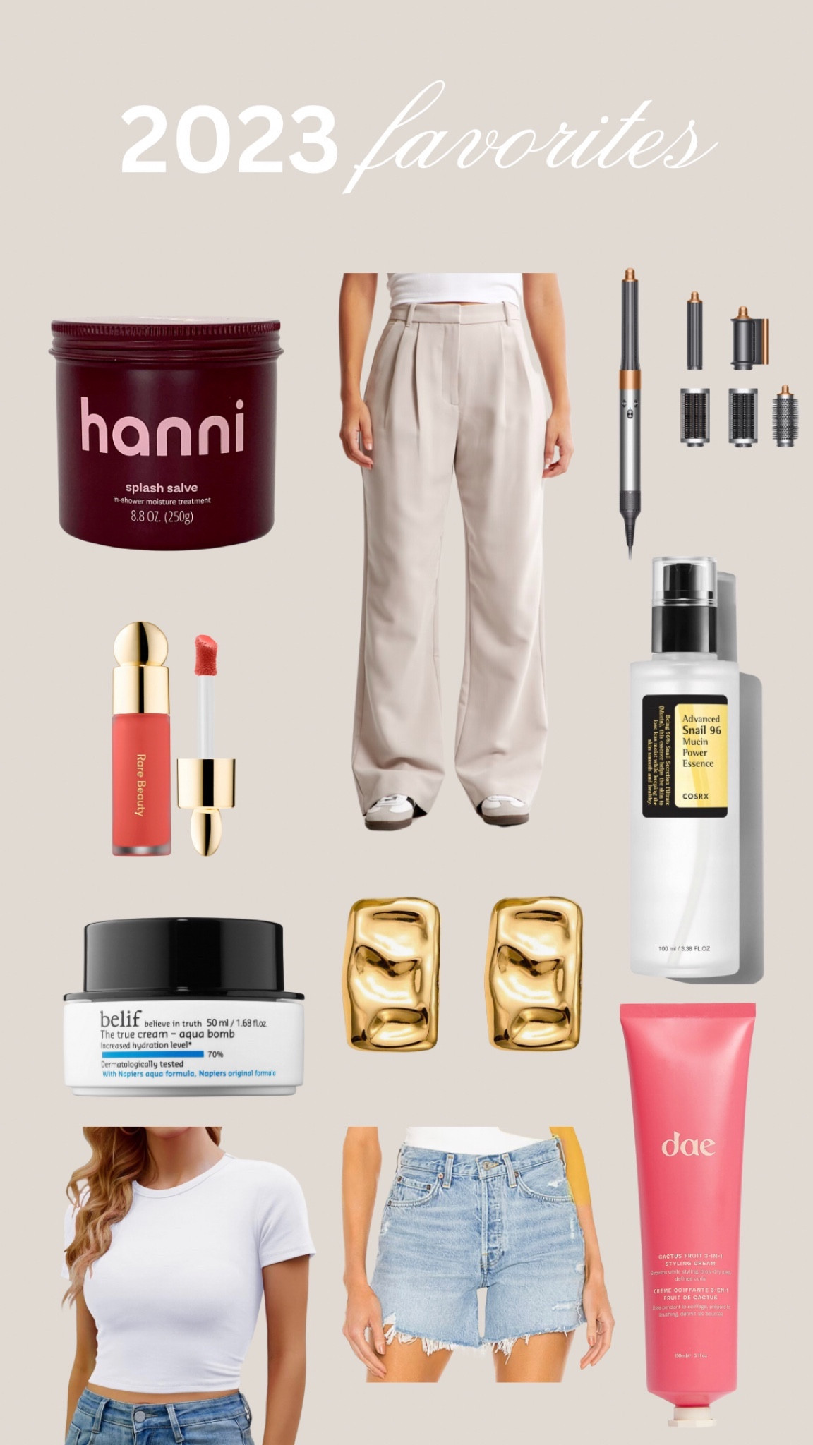 2023 favorites, trousers, Abercrombie, dyson, hanni, shower, rare beauty, gold jewelry, chunky gold earrings, belief skin, dae, basic tops, every day basics 

#LTKfindsunder50 #LTKbeauty #LTKMostLoved
