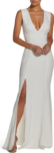 Dress the Population Sandra Plunge Crepe Trumpet Gown | Nordstrom | Nordstrom