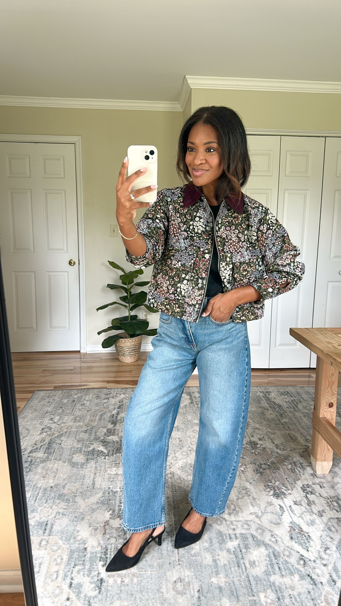 Wearing a small in jacket. Jeans are a 27 regular

#LTKootd #LTKgrwm #LTKOver40