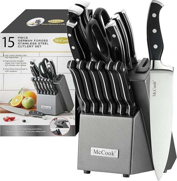 McCook® Knife Sets,German Stainless Steel Kitchen Knife Block Set with Built-in Sharpener | Amazon (US)