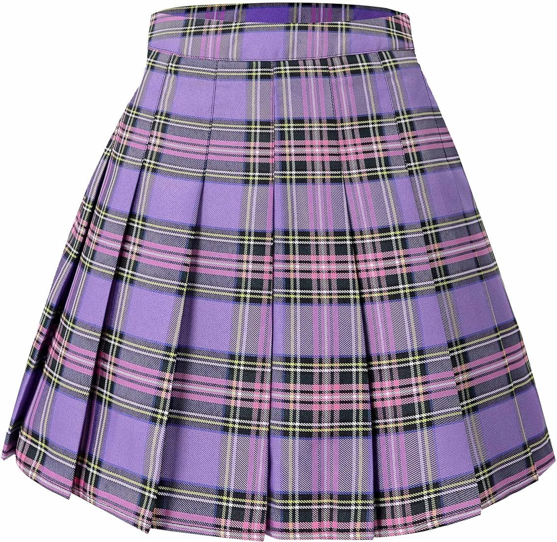 Hoerev Women Girls Short High Waist Pleated Skater Tennis School Skirt | Amazon (UK)