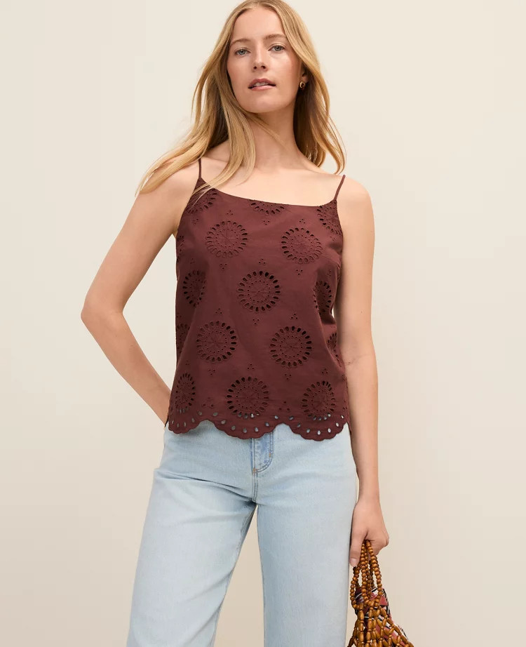 Weekend Eyelet Tank Top | Ann Taylor
