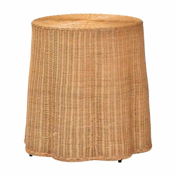 Palm Bohemian Honey Scallop Rattan End Table | Bed Bath & Beyond