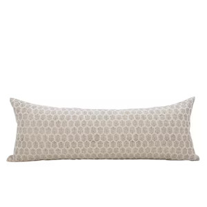 ADELE || 14x36 Block Print Pillow Cover Floral Long Lumbar Cream Floral Pillow Cover Neutral Extra Long Lumbar Floral Bed Pillow | Etsy (US)