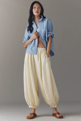 By Anthropologie Modern Genie Linen Balloon Trousers | Anthropologie (UK)