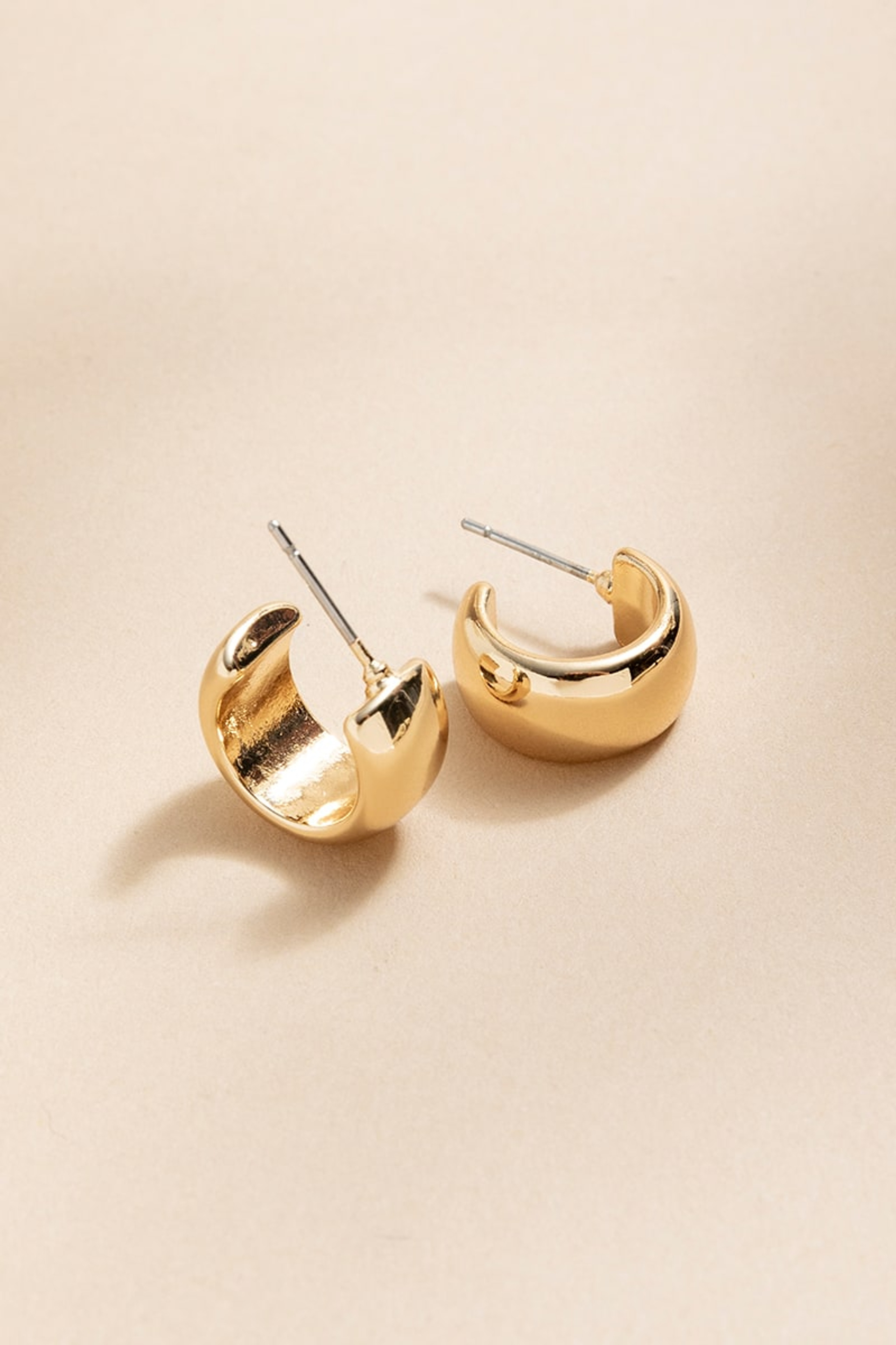 Janis Thick Gold Huggie Hoop Earrings | Francesca's