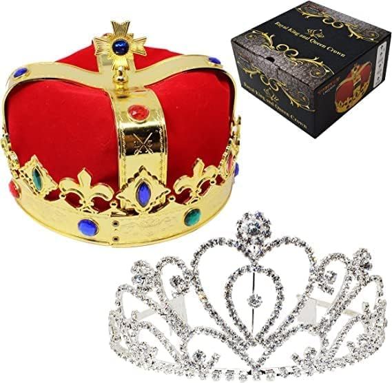 JOYIN Royal Jewleled 2 Pack King's and Queen's Royal Crowns - King Queen Halloween Costume Prom A... | Amazon (US)
