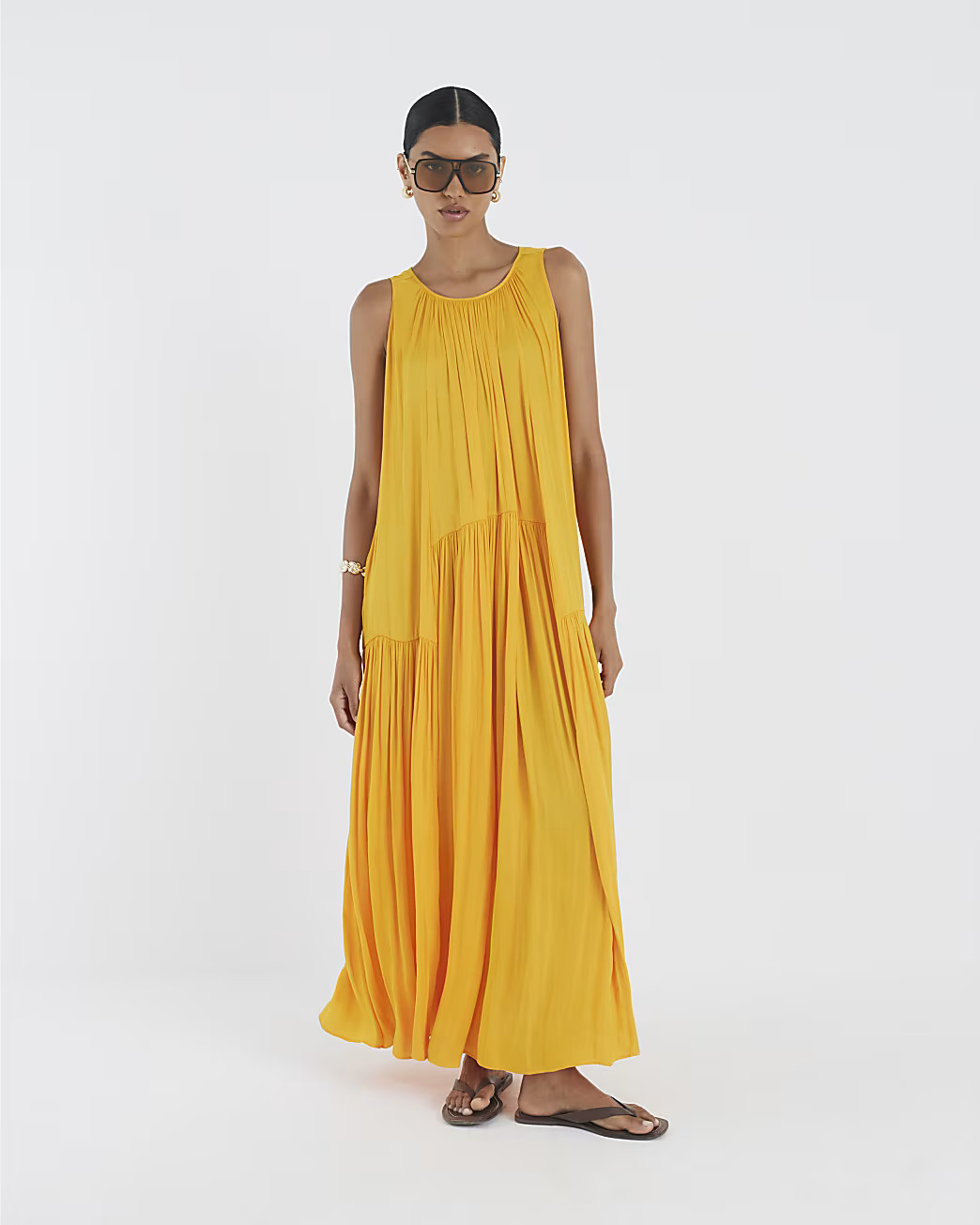 Orange Pleated Maxi Dress | River Island UK & IE