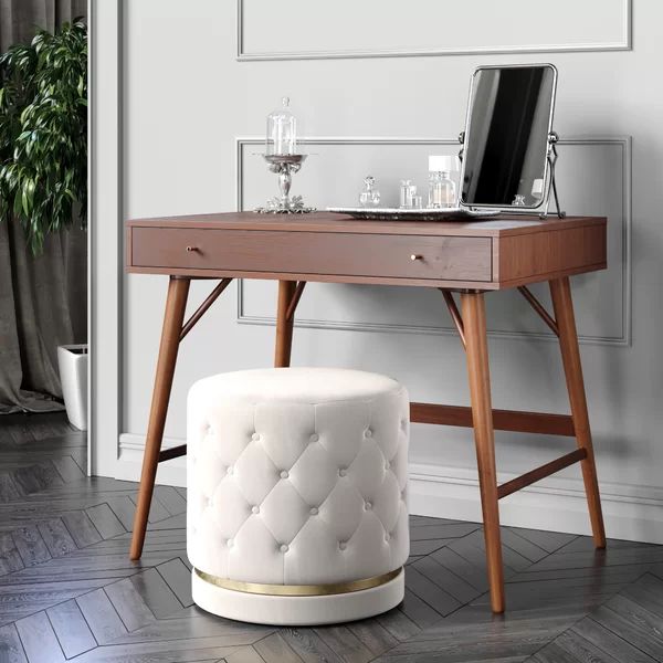 Vancamp 18'' Wide Velvet Tufted Round Standard Ottoman | Wayfair North America