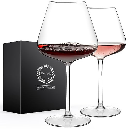 Chouggo Super Large 28Oz Wine Glasses Set of 2, Hand Blown Crystal Red Wine or White Wine Burgundy Glass, Hand Crafted by Artisans - Gifts for Women, Men, Wedding, Anniversary, Christmas, Birthday | Amazon (US)