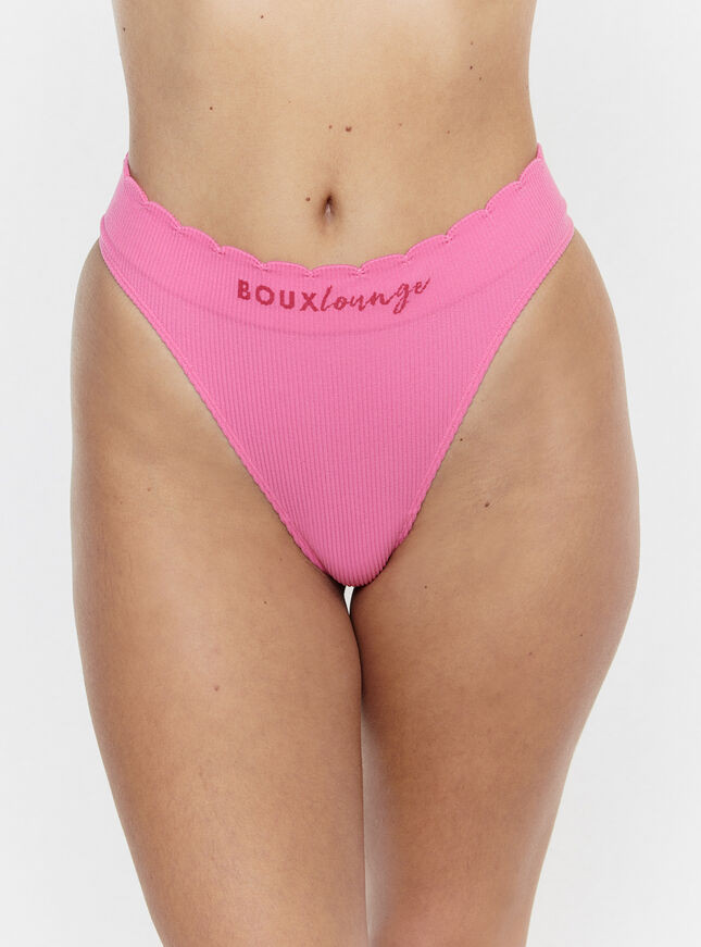 Ribbed seamless scallop thong - Hot Pink | Boux Avenue (UK)