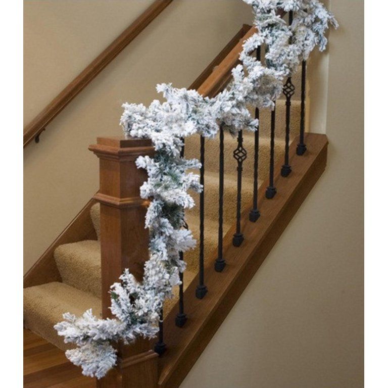 9' x 10" Heavily Flocked Pine Artificial Christmas Garland - Unlit | Walmart (US)