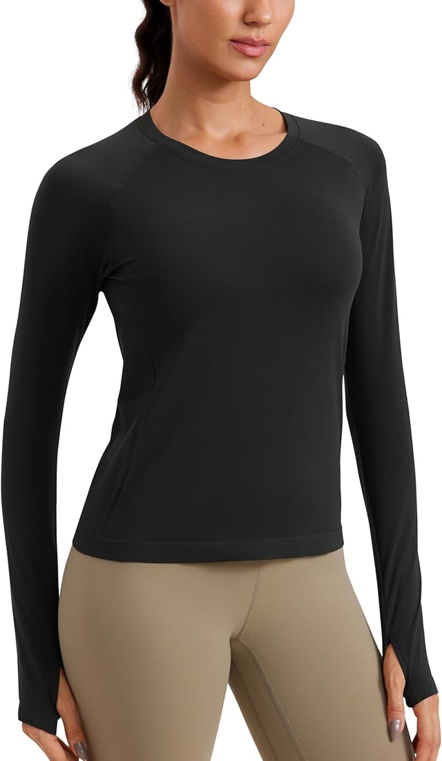 CRZ YOGA Womens Seamless Workout Long Sleeve Shirts Quick Dry Gym Athletic Tops Breathable Runnin... | Amazon (US)