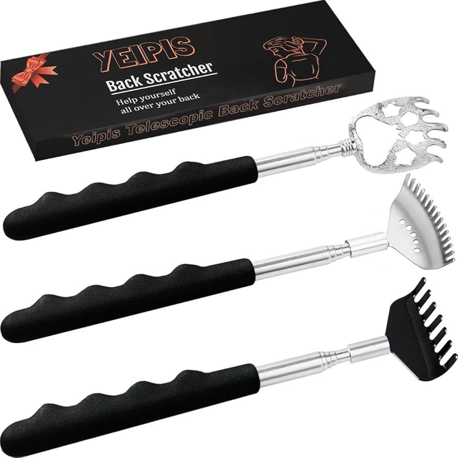 3 Pack Different Back Scratcher Metal Portable Telescoping with Rubber Handles, Extendable Back M... | Amazon (US)