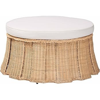 Bali & pari Ying Round Natural Rattan Ottoman with Cushion - Handwoven Wicker Pleated Skirt Accen... | Amazon (US)