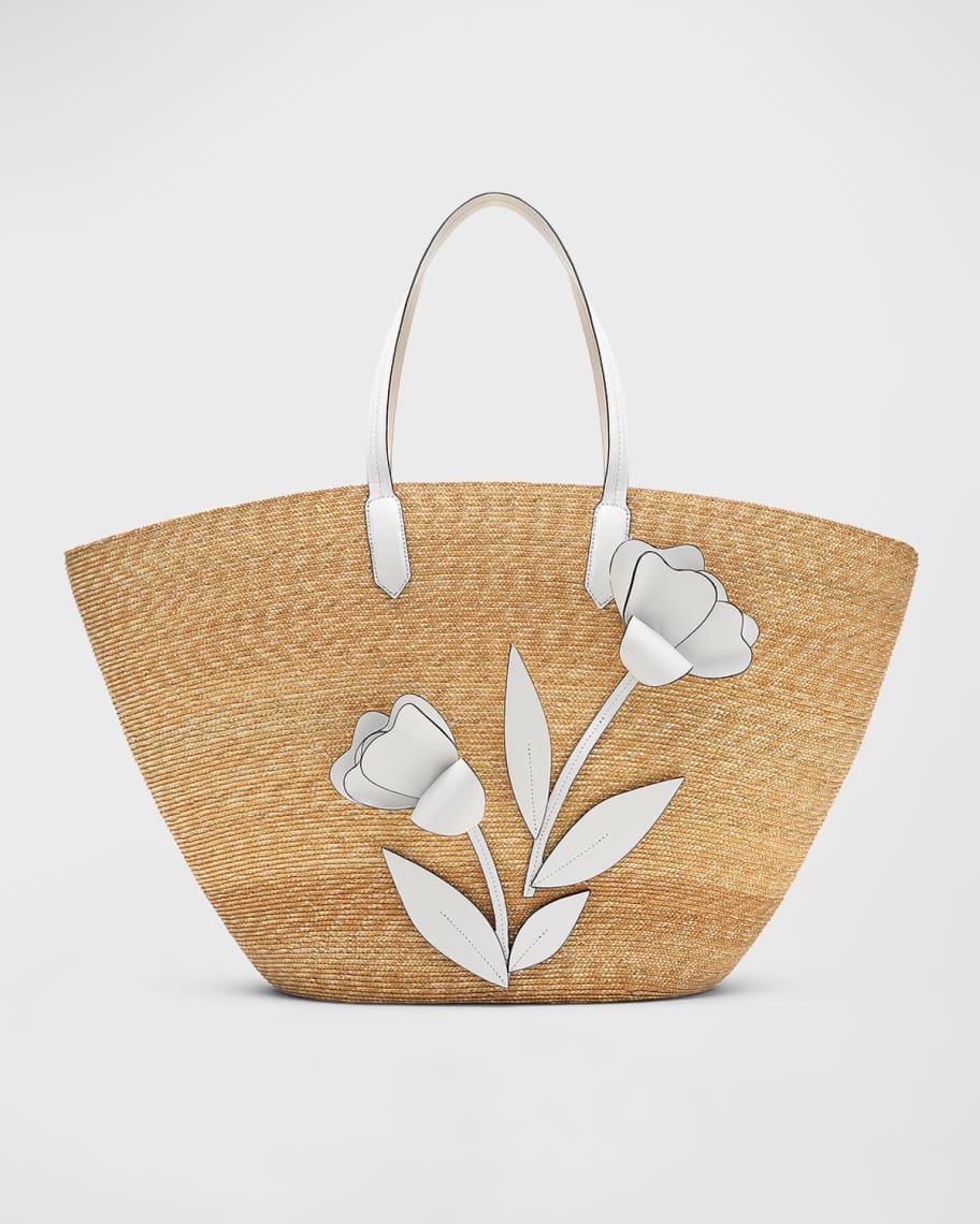 Large Tulip Straw Tote Bag | Neiman Marcus