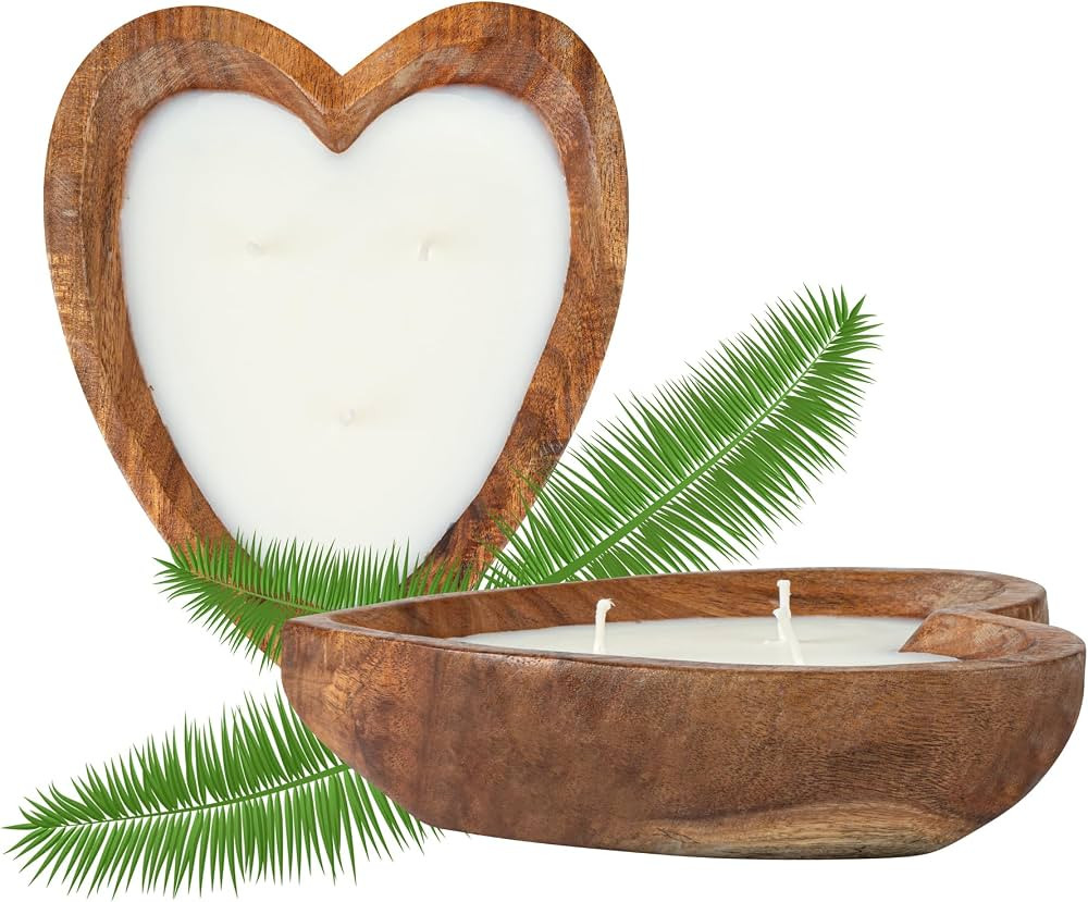 Restaurantware-Coco Casa 7.1 x 5.5 x 2 Inch Heart Wood Dough Bowl Candle, 1 Hand Poured Bread Bow... | Amazon (US)
