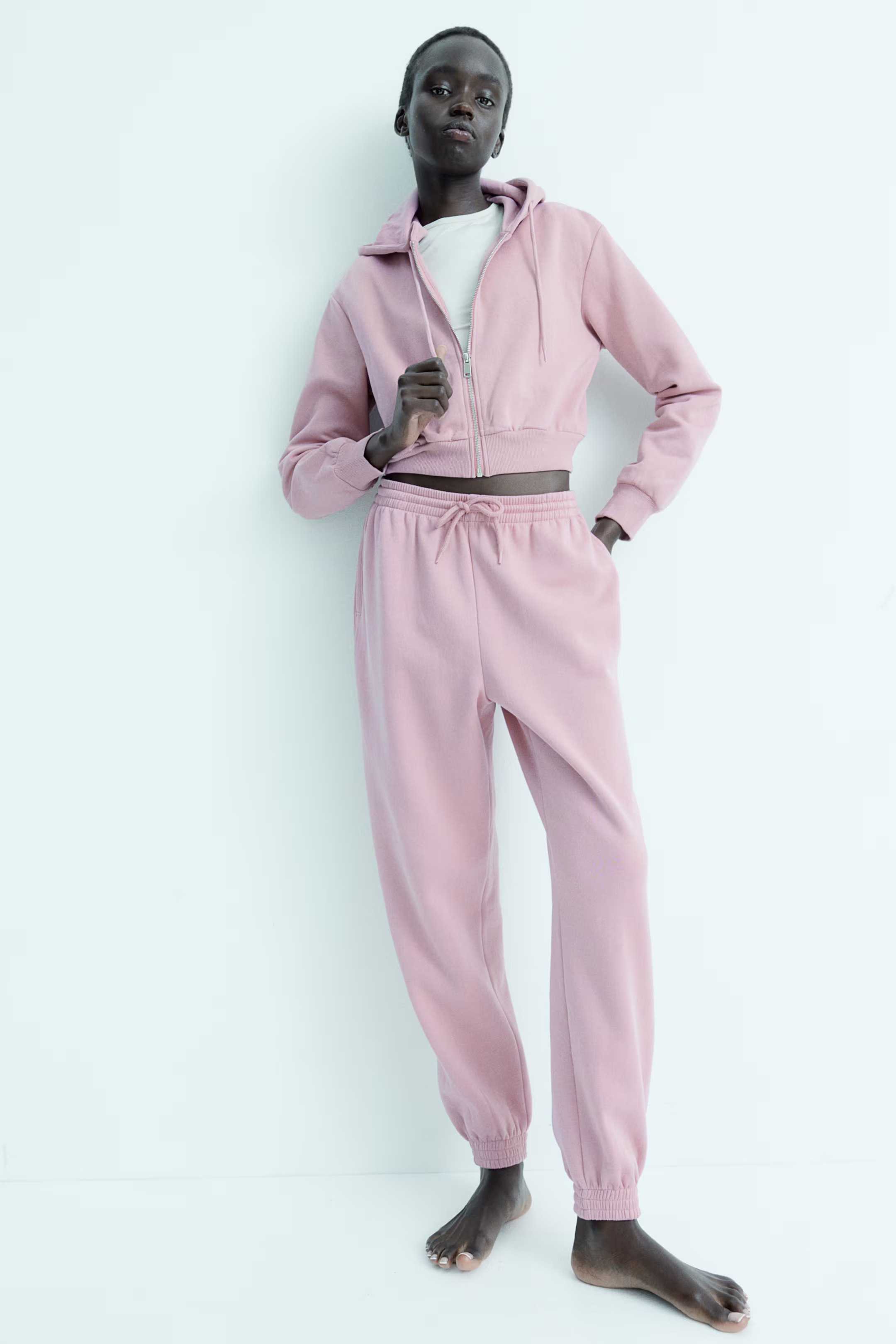 Cropped capuchonvest - Dusty roze - DAMES | H&M NL | H&M (DE, AT, CH, NL, FI)