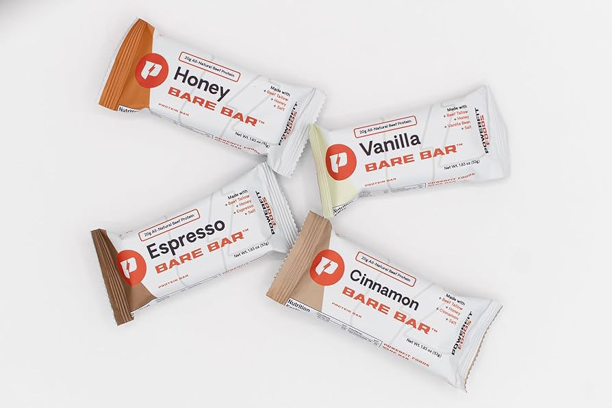 PowerFit Foods Bare Bar 10-Pack, 20g Grass-Fed Beef Protein Bar, Grass-Fed Tallow, Honey, Clean I... | Amazon (US)