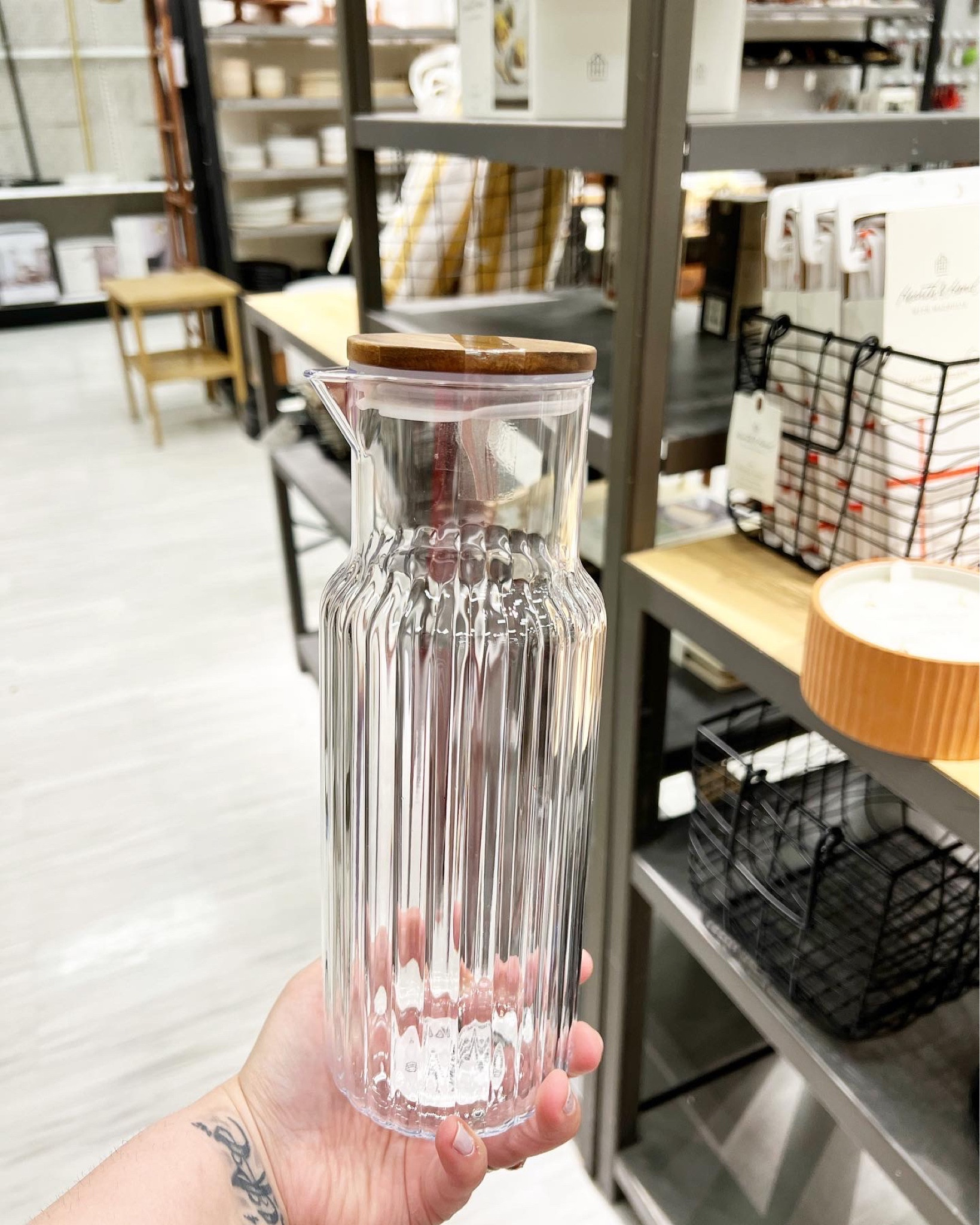 37oz Ribbed Clear Plastic Beverage Carafe with Wood Lid - Hearth & Hand™ with Magnolia

#LTKunder50 #LTKSeasonal #LTKhome