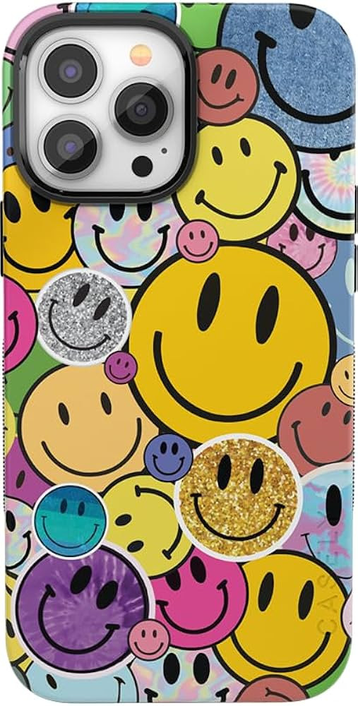Casely iPhone 14 Pro Case | All Smiles | Smiley Face Sticker | Compatible with MagSafe | Amazon (US)