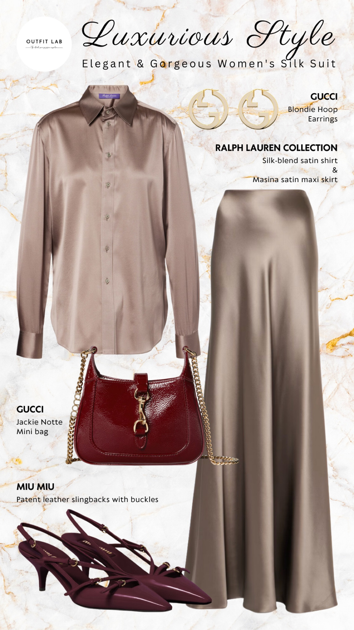 Elegant & Gorgeous Women's Silk Suit: Luxurious Style – Shop Now!

Embrace luxury with this elegant and gorgeous women’s silk suit. Featuring a stunning Ralph Lauren Collection skirt and shirt for a refined, polished look. Complement the ensemble with chic Miu Miu pumps and a sophisticated Gucci bag, finished with elegant Gucci earrings. Perfect for any special occasion, this outfit exudes timeless elegance and luxury. Shop now to elevate your wardrobe with this silk ensemble!

#LTKParties #LTKWedding #LTKStyleTip