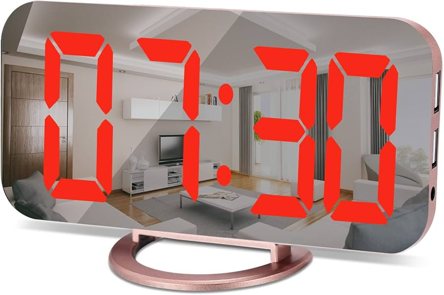 SZELAM Alarm Clock for Bedroom,6.5" LED and Mirror Digital Clocks Large Display,with 2 USB Ports,... | Amazon (US)