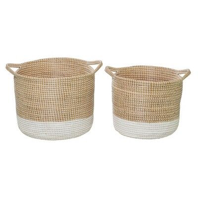 Olivia & May 18"x20" Set of 2 Large Round Woven Seagrass Baskets | Target