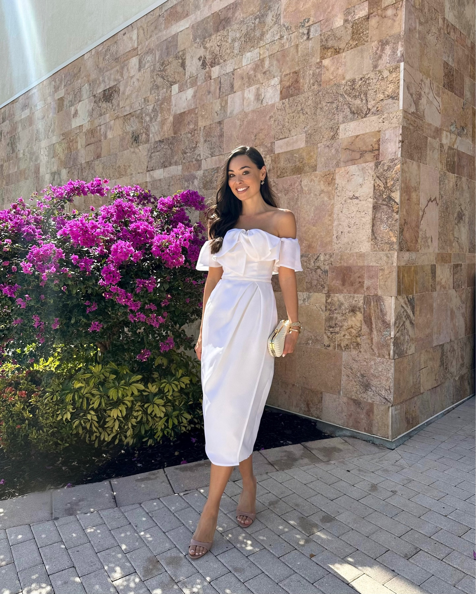Kat Jamieson wears a custom Carolina Herrera dress to her niece’s baptism. Mule sandals, neutral heels, white formal dress, bridal, wedding, cocktail, party, midi dress. 

#LTKwedding #LTKSeasonal #LTKparties