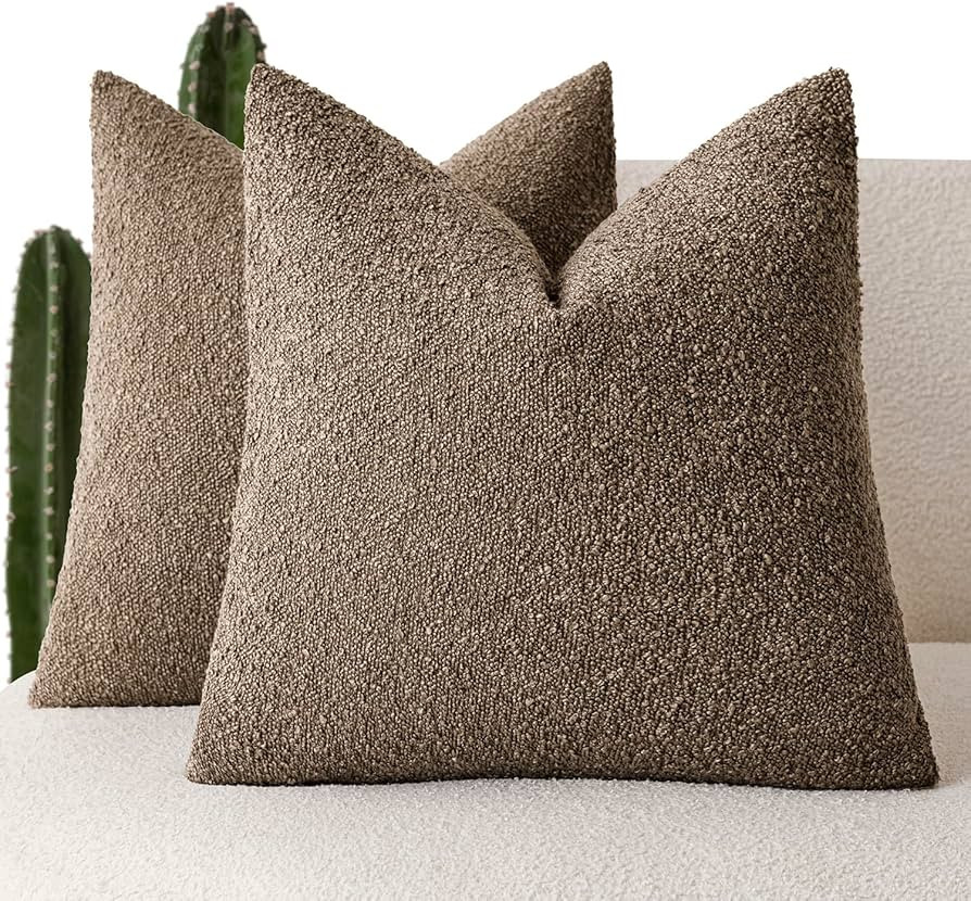 Foindtower Pack of 2 Textured Boucle Throw Pillow Covers Accent Solid Decorative Pillow Cases Coz... | Amazon (US)