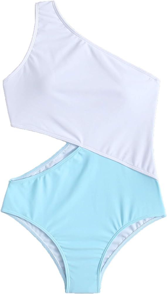 SweatyRocks Women's Bathing Suits One Shoulder Cutout One Piece Swimsuit Swimwear Monokini- Amazon  | Amazon (US)